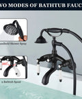 Clawfoot Tub Faucet Matte Black With Handheld Shower, Wall Mount Tub Filler with Waterfall Spout and Victorian Retro Vibe