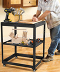 Hardcore Rolling Planer Stand With Quick Height Adjustments And Heavy Duty Steel Base for steady woodwork setup.