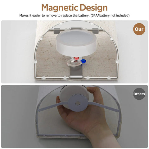 Close-up of magnetic base and battery compartment on fabric finish of Set of Two Battery Rechargeable Wall Sconces With Remote Control