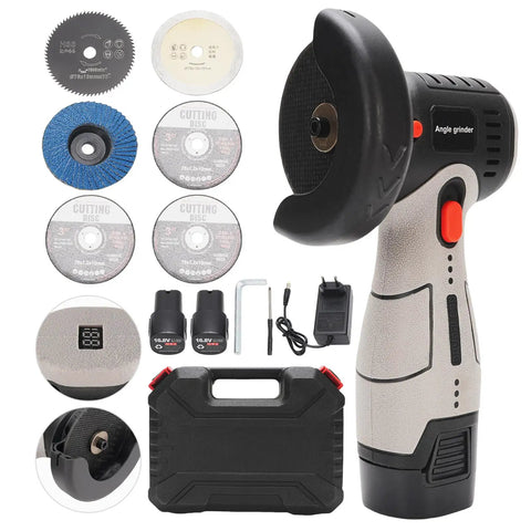 Beast Of A Brushless Cordless Angle Grinder Kit With 19500 RPM Dual 16.8V 2000mAh Batteries 6 Cutting Discs Portable Handheld Grinder