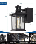 Motion Sensor Outdoor Porch Light With GFCI Outlet Built In Black Exterior Wall Lantern Dusk To Dawn Sconce Lighting Fixture