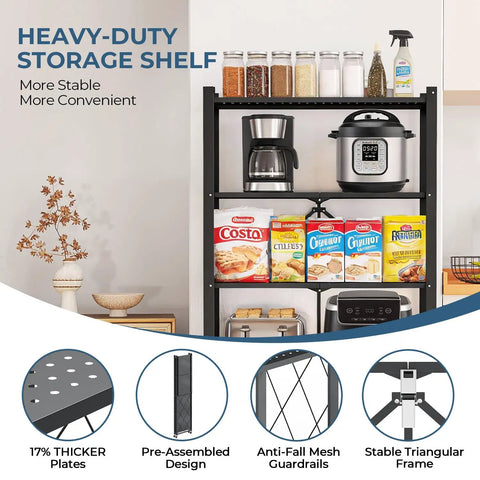 Heavy Duty 5-Tier Rolling Storage Shelves With Wheels, Portable And Collapsible Wire Steel Organizer For Garage, Kitchen, Pantry And Closet, Matte Black, Quick 5-Second Setup, Durable Display Unit For Instant Organization, 28x14x63 in