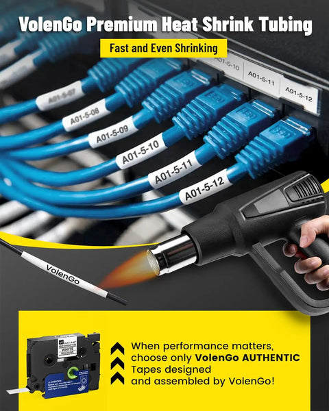 Heavy Duty White Heat Shrink Tube Labels For Cable Wiring 12mm Self Sealing Wire Markers with snug fit on cables.