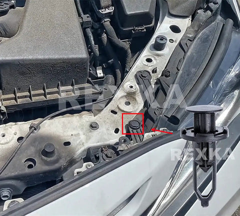 Car engine with 20 Piece Fender Liner And Bumper Cover Grille Retainer Clips Kit For Toyota And Lexus Vehicles highlighted.