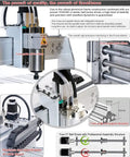 4 Axis 6040 CNC Milling And Engraving Machine With 2200W Spindle USB Port And Hand Controller Mach3 Ready Upgradable 2.2KW Spindle With ER20 Collet Windows XP Through 10 Compatible For Engraving And Carving, angled view focusing on ball screw and spindle setup.
