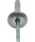 Close-up of Large Flange Pop Rivets 3/16 x 1 Inch, 50 Pack Aluminum Body Steel Mandrel, Heavy Duty Pro Grade Dome Head Blind Rivets