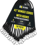 41 Inch Tarp Straps Pack of 50 Natural Rubber Bungee Tie Downs for Flatbed Trailers With Metal S Hooks in packaging