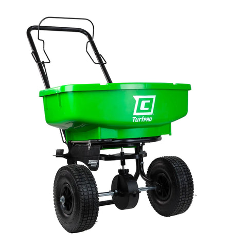 80 Pound Lawn And Garden Broadcast Spreader With Weatherproof Poly Hopper Walk Behind Push Spreader For Fertilizer And Seeds 10 Inch Tires