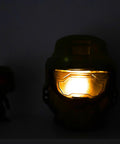 Master Chief Helmet Mood Light For Desk, Bedside, And Living Room, 6 Inch Tall UNSC Figural LED Nightstand Decor glowing