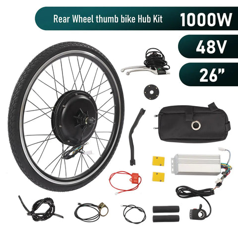 Powerful 48V 1000W 26 Inch E Bike Hub Motor Wheel Kit Rear Wheel With Thumb Throttle And Pedal Assist Sensor displayed
