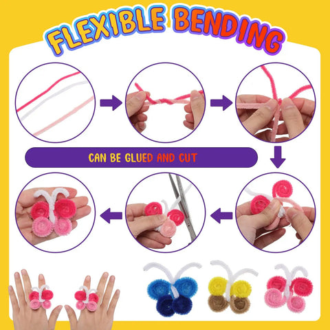 Colorful Chenille Pipe Cleaners Kit With 1800 Pieces In 36 Colors 6 Mm By 12 Inch Stems For Crafts Art Projects DIY Decorations Party Decor And Creative Fun For Adults And Kids, flexible bending tutorial