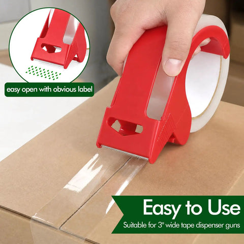 24 Pack Of Clear Packing Tape With 4 Dispensers Heavy Duty Moving And Shipping Tape Refills sealing box with red dispenser