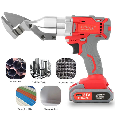 21V Cordless Metal Shears For Cutting Sheet Metal 14 Gauge 0 To 3000 SPM With Dual 3000mAh Batteries And Charger Heavy Duty Power