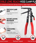 Flexible long-reach pliers from six piece hose clamp pliers set with 27 inch long reach for deep engine bay access and repair tasks
