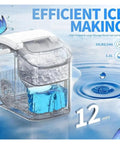 Hella Portable Countertop Ice Maker Churns Soft Chewable Pebble Ice Up To 34 Lbs A Day Comes With Scoop For Easy Serving And Refilling Sleek kitchen appliance with ice compartment and water indicator.