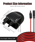 Solar Cable Entry Gland With 10ft 10AWG Extension Cable And MC-4 Connectors, technical dimensions and material details shown