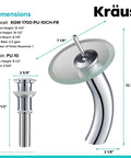 Tall Waterfall Vessel Sink Faucet With Frosted Glass Disk And Pop Up Drain Chrome Finish Next Level Centerpiece For Modern Bathrooms