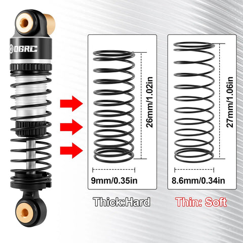 Diagram of 42mm Double Spring Big Bore Oil Shock Absorber Beefed-Up Bolt-On Upgrade For Axial SCX24 AX24 showing spring dimensions.