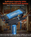 Android 13 Pistol Grip Barcode Scanner With Wi Fi 6 Handheld Mobile Computer showing removable 9500mAh battery in warehouse.