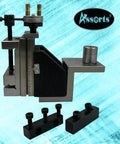 Heavy Duty Mini Lathe Milling Slide Combo Kit With Precision Ground Z Angle Plate And Top Shelf Two Inch Steel Vise side view with accessories.