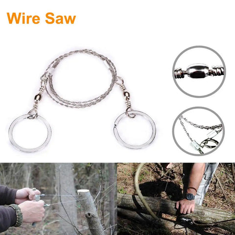 Wire saw from Survival Kit With 6 In 1 Waterproof Case for Camping Hiking Travel and Adventures Portable 5 By 3.5 By 1.6 Inch