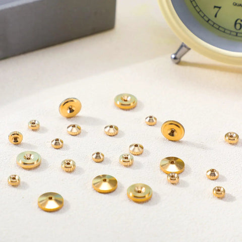 Brass Clock Hand Nut Set 24 Piece Assortment For Grandfather, Wall, And Mantel Clocks Fits 5mm, 6mm, And 10mm ODs