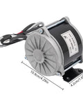 Built Tough 24V DC 500W Brushed Electric Motor With Integrated Gear Reduction For Electric Scooter And Ebike Drive 1700 RPM High Torque side view with dimensions shown.