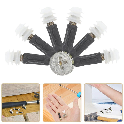 Cam Lock Connector Set, 24 pieces with 35mm plastic rods, self-tapping bolts, eccentric wheel nuts for cabinet assembly