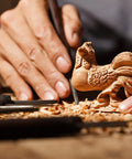 Person carving a detailed rooster figurine from block in 12 Pack Unfinished Basswood Carving Blocks Kit Rectangular Wooden Blocks For Diy Carving Crafts And Whittling 4 By 1 By 1 Inch Blocks For Adults Beginners And Experts Smooth Burr Free Non Toxic Natural Wood