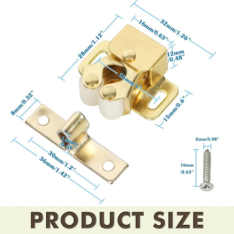 Top Notch Gold Double Roller Catch Cabinet Latches Built Tough Cold Rolled Steel Door Hardware Smooth Action Rock Solid Fit For Pantry Cupboards And Drawers 12 Piece Set