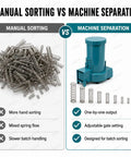 Comparison of manual spring sorting and Automatic Spring Separator For Small Coil Springs 2 To 15mm Diameter Stainless Steel Tray With Safety Guards Jam Resistant Design Quick Fuse Install Centrifugal Vibration Sorting For High Volume Tangled Spring Solution showing machine advantages.
