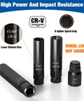 Eight Piece Lug Nut Key Kit And Spline Socket Set For Aftermarket Rims And Wheel Locks Heavy Duty Easy Removal CR-V Steel