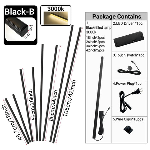 8 Pack Black LED Recessed Lighting Kit With 3000K Warm White LED Strip Lights, various sizes and package contents.