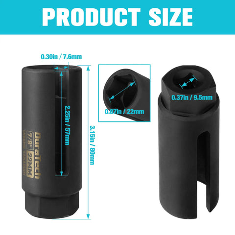 O2 Oxygen Sensor Socket 22mm For Three-Eighths Inch Drive With Side Wire Gate Chrome Vanadium Steel Removal And Installation Tool