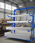 Heavy Duty 4 Tier Lumber Storage Rack With Bulletproof Triangular Support Adjustable Alloy Steel Pipe Shelving for garage use.