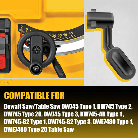 Top Shelf Replacement Table Saw Bevel Handle For Dewalt Dw745 DWE7480 showing black tilt knob for precise angle adjustment.