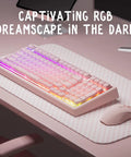 Premium Wireless Mechanical Keyboard With Hot Swap Gasket Mount, Lowkey Gorgeous Pink Shell, Effortless Bluetooth Connection, Vibrant RGB Lighting on desk