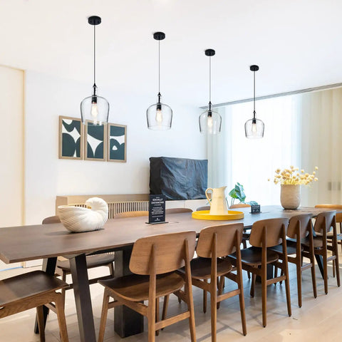 Modern Glass Pendant Light In Black One Light Dome Fixture For Kitchen Island And Dining Hallway Large 10 Inch Shade