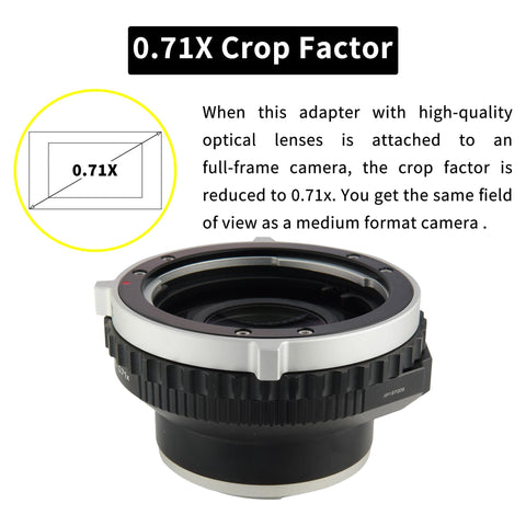 0.71x Focal Reducer Speed Booster Lens Mount Adapter From Pentax 645 To Leica Or Panasonic L Mount Cameras, Manual Focus Only, Secure Flange Lock.