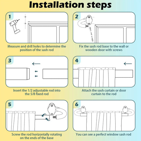 Installation guide for Wrap Around Blackout Curtain Rod 16-28 Inch Adjustable 5/8 Inch Curved Window Rod For Room Darkening