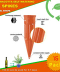 Terracotta Self Watering Stakes Pack Of 15 For Indoor And Outdoor Plants Automatic Waterer Devices with porous terracotta material