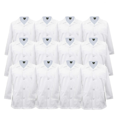Unisex Kids Lab Coat Costume With Soft Touch White Fabric, Realistic 3-Pocket Design, Wearable Dress Up Coat, Multi Pack 12PK, Size 12/14