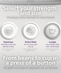 User interface buttons for selecting espresso strength on the Compact Home Espresso Machine With Built In Grinder And 16 Bar Pump.