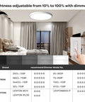 Slim Flush Mount LED Ceiling Light 15.8 Inch Dimmable 24W Panel With 5 Color Temperatures in bedroom setting with dimmer chart