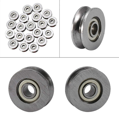 V Groove Bearings Pack Of 20 V623ZZ Guide Pulleys 3x12x4mm Miniature Carbon Steel Bearings for Rail Track Linear Motion System