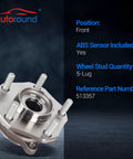 Drop In Front Wheel Bearing And Hub Assembly For Nissan Rogue Rogue Sport And Qashqai With Five Lugs And ABS