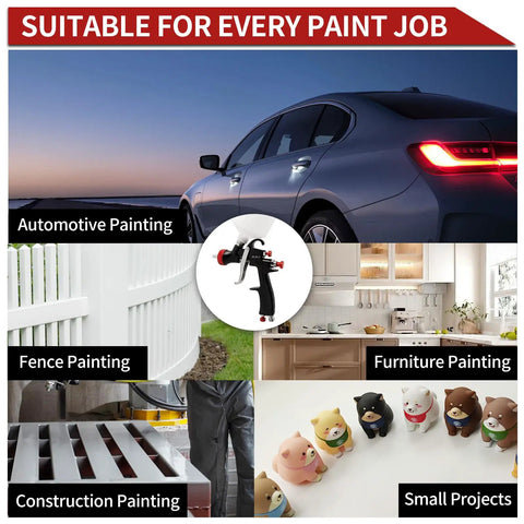 Premium Lvlp Gravity Feed Spray Gun With Interchangeable 1.3 To 2.0 Mm Nozzles And Integrated Air Regulator for various painting projects.