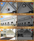 Installation guide for 120W Outdoor LED Wall Pack Light With Dusk To Dawn Sensor 5000K Cool White, showing correct placement on buildings.