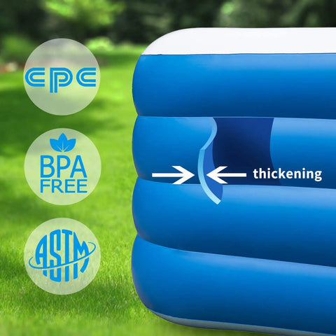Epic 70x55x29 Inch Inflatable Family Pool For Adults With Heavy Duty Puncture Resistant Construction Outdoor Backyard Water Party