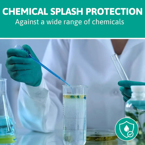 Scientist wearing Disposable Nitrile Gloves Size Large For Chemical Splash Protection holding test tube.